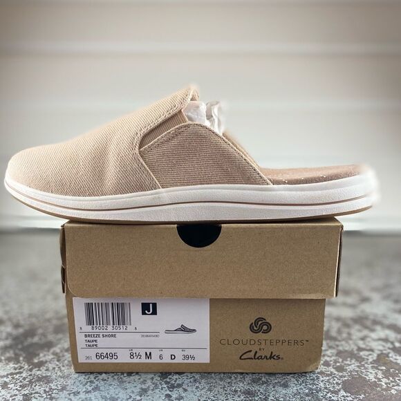 Clarks Breeze Shore Women's Narrow Fit Taupe Slip On Slides Flats Sandals 8.5 M - Picture 5 of 6